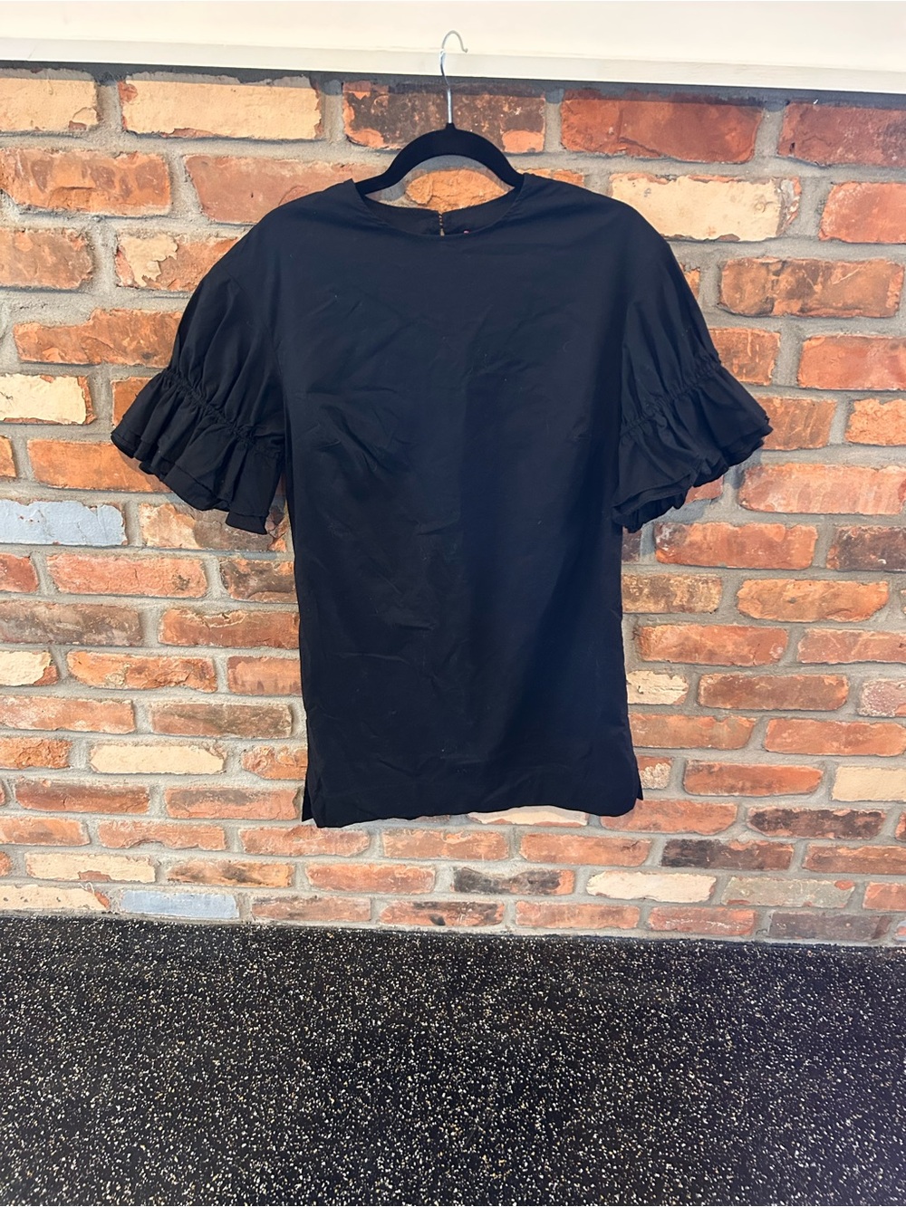 Saks Fifth Avenue Black Ruffle Sleeve Mini Dress